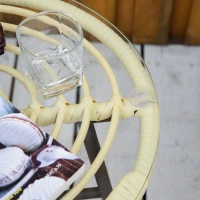 Outsunny Set Mobili da Giardino 3 Pezzi con Tavolino e Sedie in Rattan PE, Poilestere e Acciaio per Esterni, Crema(m-9)