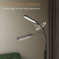 HOMCOM LED Floor Lamp, Standing Lamp with Remote & Touch Control, Stepless Dimmable Colours Temperature & Brightness, 360° Adjustable Gooseneck, 1 Hour Timer, Memory Function for Living Room, Black(m-8)