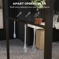 Outsunny Grillpaviljoen, Grillafdekking, Regenbescherming, Haken voor Gereedschap, Stalen Frame, Donkergrijs, 215 x 150 x 182/220 cm(m-5)