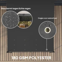 Outsunny 2,5 x 3 m Pergola, Wandgemonteerde Tuin Luifel, Waterbestendig, Metalen Frame, Afvoergaten, Schaduwdak, Donkergrijs(m-4)