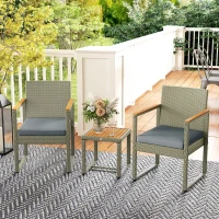 Outsunny Three-Piece Rattan Chair Set - Grey(m-9)