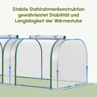 Outsunny Foliengewächshaus, drei aufrollbare Türen, Stahlrahmen, transparent, 295 x 100 x 80 cm(m-7)