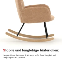 HOMCOM Schaukelstuhl im Retro-Design, Massivholz, Sessel, Relaxsessel, 98 cm x 71 cm x 101 cm, Braun(m-8)