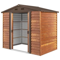 Outsunny Abrigo de Jardim 3m² 152x235,7x208,7 cm Abrigo de Jardim com 2 Portas de Correr e 4 Janelas de Ventilação Madeira e Marrom(m-11)