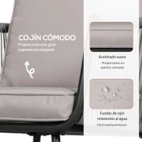 Outsunny Conjunto de Muebles de Jardín de Ratán 3 Piezas Incluye 1 Mesa y 2 Sillones con Cojines Acolchados Gris(m-5)