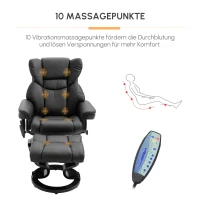 HOMCOM Relaxsessel mit Massagefunktion Fußhocker Liegefunktion Kunstleder 79 x 82 x 101 cm(m-5)