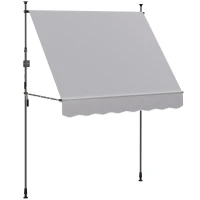 Outsunny Toldo Manual Retráctil 2x1,2 m Toldo Exterior Enrolável Altura Ajustável com Manivela 210-310 cm Proteção UV30+ Cinzento(m-1)