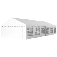 Outsunny Carpa para Fiesta 12x6 m con 12 Paredes Laterales Desmontables y 12 Ventanas Impermeable Protección UV 30+ Blanco(m-11)
