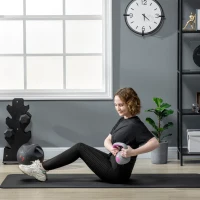 SPORTNOW Kettlebell, 2kg Kettle Bells with Handle for Home Gym Weight Lifting and Strength Training, Pink and Grey(m-7)