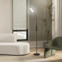 HOMCOM LED-Vloerlamp, 5 Modi, Geheugenfunctie, Verstelbare Helderheid, Staal, Zwart(m-9)