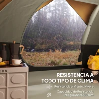 Outsunny Tienda de Camping para 4 Personas Impermeable Fácil Instalación y Bolsa de Transporte Incluida 200x200x135 cm Gris(m-5)