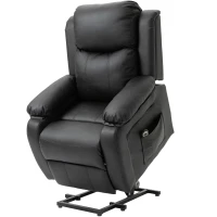HOMCOM Sillón Relax Levanta Personas Sillón Elevador con Control Remoto Reclinación Eléctrica 160° Reposapiés 76x90x105cm Negro(m-11)