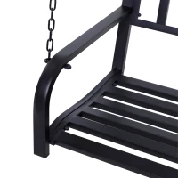 Outsunny Dondolo Sospeso da Giardino con 2 Posti, Romantica Panchina in Metallo Nero per Esterni, 127 x 60 x 47cm(m-9)