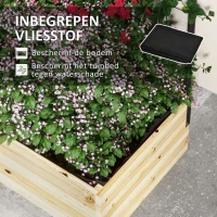 Outsunny Houten verhoogde plantenbak met klimrek, voering van vliesstof, natuurlijk hout, staal, 80x38x145 cm, zwart(m-6)