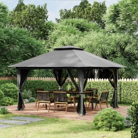 Outsunny Tonnelle Pop-Up 4x4m UV50+ Moustiquaires Gris