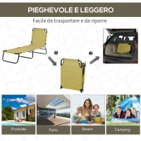 Outsunny Lettino da Giardino con Schienale Regolabile in 5 Posizioni, in Acciaio e Tessuto Oxford, 188x56x28 cm, Beige(m-6)