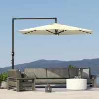 Outsunny Ombrellone da Giardino Decentrato 3x2.5 m con Base a Croce e Apertura a Manovella, Beige(m-9)