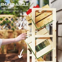 Outsunny Getränkekistenregal für 3 Getränkekisten Getränkeregal Holz Kistenregal mit 3 Ebenen 56 x 32 x 112 cm Naturholz(m-5)