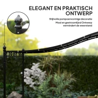 Outsunny 2,5 x 3 m Pergola, Wandgemonteerde Tuin Luifel, Waterbestendig, Metalen Frame, Afvoergaten, Schaduwdak, Donkergrijs(m-7)