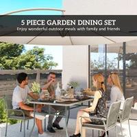 Outsunny Five-Piece PE Rattan Garden Dining Set with Cushions & Stackable Chairs - Light Grey(m-4)