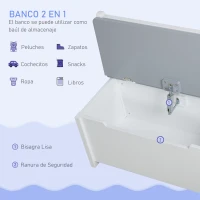 HOMCOM Mesa Infantil con 2 Sillas y Banco Juego de Muebles para Actividades para Niños de +3 Años para Dormitorio Gris y Blanco(m-7)
