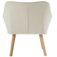 HOMCOM Polstersessel, Akzentsessel, Skandi Design, Samtoptik, bis 120 kg, Kautschukholzbeine, Creme(m-8)