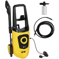 DURHAND 1800W High Pressure Washer, 150 Bar Pressure, 510 L/h Flow, High-Performance Portable Power Washer Jet Wash Cleaner with 6M Hose, Snow Foam Bottle for Garden, Car, Furniture, Yellow(m-1)
