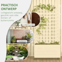 Outsunny plantenbak met trellis wielen bloembak met trellis hout wit(m-4)