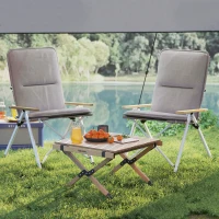 Outsunny Sillas de Camping Plegables de Aluminio con Respaldo Alto Ajustable Reposabrazos de Madera 59x67x96 cm Gris Claro(m-8)