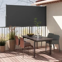 Outsunny Store latéral brise-vue paravent rétractable 3 x 1,4 m alu. polyester anti-UV haute densité 180 g/m² gris foncé(m-7)