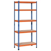 HOMCOM Étagère en métal de garage 5 niveaux capacité 1500 kg 80 x 40 x 182 cm bleu orange(m-11)