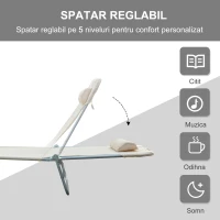 Outsunny sezlong pliabil si reglabil, 182x56x28cm, crem(m-4)