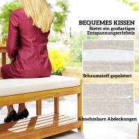 Outsunny Zestaw mebli ogrodowych 3 elem., Siedzisko z 1 stołem z otworem na parasol i 2 ławkami 150 x 85 x 75 cm Teak(m-6)