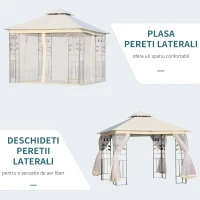 Outsunny Foisor de Exterior 3x3m cu Plasa pentru Tantari si Cadru din Otel Alb(m-6)