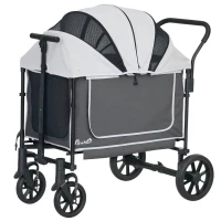 PawHut Hundewagen Hundebuggy klappbar für Hunde & Katzen bis 30 kg 110 x 65 x 102 cm Dunkelgrau(m-1)