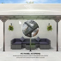 Outsunny Pergola montata pentru gradina din policarbonat si aluminiu, montare reglabila, gri(m-5)