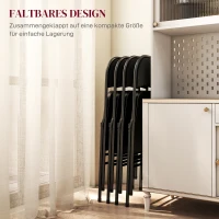 HOMCOM 4-delige Set Opklapbare Stoelen, Draagbare Kantoorstoelen, Metalen Poten, Opvouwbare Stoel voor Kantoor, Receptie, Wachtkamer, Linnen-Look, Zwart(m-6)