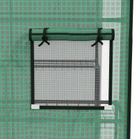 Outsunny Conjunto de Invernadero de Jardín con Estantes y Cubierta de PE con Puerta Enrollable y Ventana 143x138x190 cm Verde(m-9)