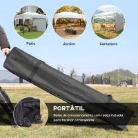 Outsunny Tenda Dobrável com Altura Ajustável 1 Parede Lateral Teto com Ventilação 4 Sacos de Areia e Bolsa de Transporte 3x3 m Branco(m-6)