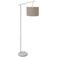 HOMCOM Metal Frame Floor Lamp with 350 Degree Rotating Lampshade, for Living Room and Bedroom, LED Bulb Included, Grey(m-1)