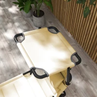 Outsunny Espreguiçadeira Dobrável Espreguiçadeira de Jardim com Toldo Ajustável para Jardim Terraço Piscina 70x200x45 cm Creme(m-7)