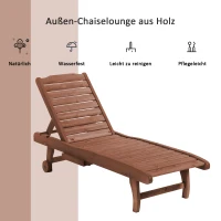 Outsunny Sonnenliege Mobile Gartenliege Liegestuhl Strand Liege Tannenholz Braunrot(m-7)