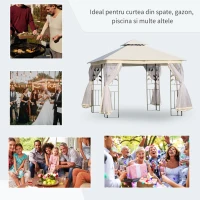 Outsunny Foisor de Exterior 3x3m cu Plasa pentru Tantari si Cadru din Otel Alb(m-7)