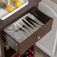 HOMCOM Casier à vin Meuble de rangement pour bouteille de vin Porte-bouteilles + Support Verres + tiroir - Marron(m-8)