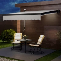 Outsunny Toldo Retráctil Manual con Luces LED Solares Inclinación Ajustable 45-90° y Protección UPF50+ Exterior 3x2,5 m Crema(m-2)