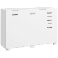 HOMCOM Sideboard, Modern Storage Cabinet with 2 Drawers, 3 Doors and Adjustable Shelves, Kitchen Cabinet for Living Room, Dining Room, White(m-1)