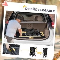 PawHut Carrito para Perros Pequeños con Cesta de Almacenaje Ventanas de Malla y Cinturón de Seguridad 75x45x97 cm Gris Oscuro(m-5)