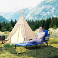 Outsunny Sonnenliege Gartenliegen Relaxliege, klappbar, wetterbeständig, 194 cm x 72 cm x 31 cm, Schwarz + Dunkelblau(m-9)