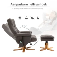 HOMCOM massagestoel met ottoman relaxstoel TV-stoel TV-stoel 145 ° helling kunstleer bruin 80 x 86 x 99 cm(m-6)
