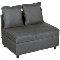 HOMCOM Sofá Cama de 1 Plaza con Respaldo Ajustable Sillón Cama Individual con Almohadas para Dormitorio Apartamento Gris(m-11)